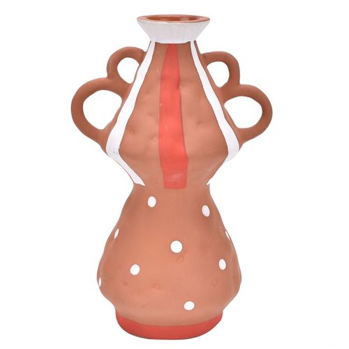 ORIGEN Home Decor - Jarrón Decorativo Decoracion | Jarrones Y Portavelas Marrón - 23x10x14 cm