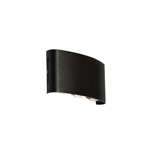 Qazqa Moderne Buiten Wandlamp Zwart Incl. Led 6-Lichts Ip54 - Silly Aluminium /Plastique Noir Oblongue / Éclairage Dessus Dessous / Extérieur / Jardin / Luminaire / Lumiere Led (Non...