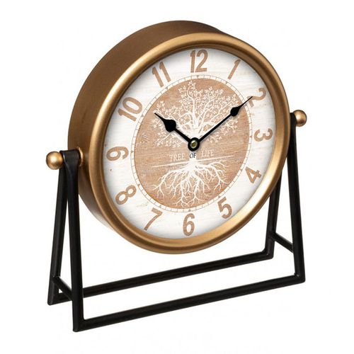 ORIGEN Home Decor Reloj De Mesa Redondo Marrón 21x21x10cm - Decoración Vintage para Hogar<br /><br />