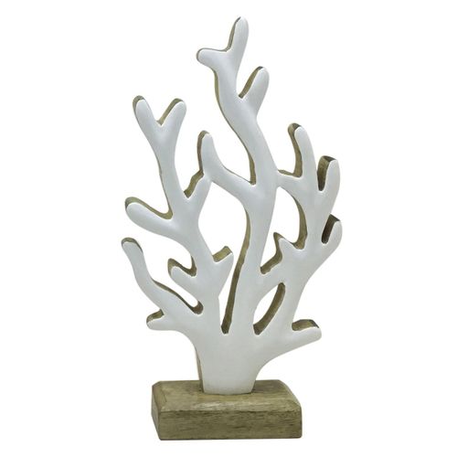 ORIGEN Home Decor Coral De Madera Marinero Plateado - Figura Decorativa 30x15x5cm<br /><br />