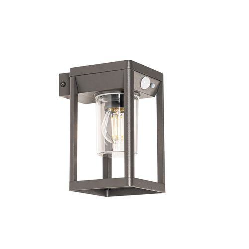 Qazqa Moderne Buiten Wandlamp Donkergrijs Incl. Led En Solar - Sonne Aluminium /Plastique Gris Foncé Rectangulaire / Extérieur / Jardin / Luminaire / Lumiere / Éclairage Led (Non...