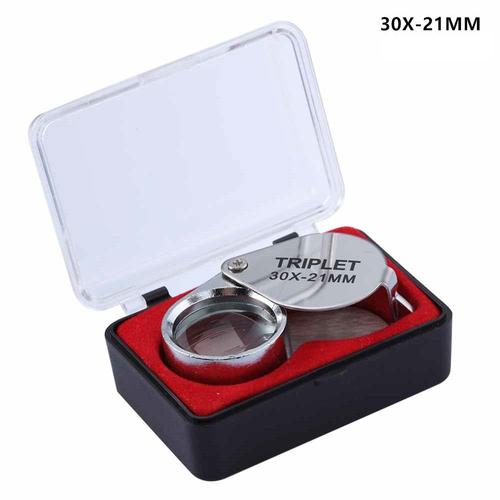 couleur 30X argent Mini loupe de poche Lupa, loupe pliante, Lentille en verre, Outil de bijoutier, Triplet en verre