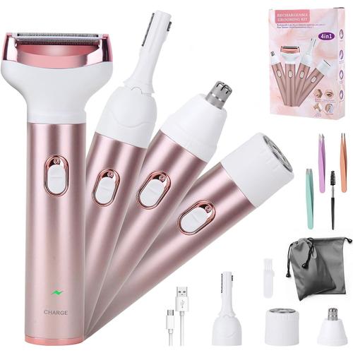 4 En 1 Rasoir À Sourcils Et Vi Pour Femmes - Epilateur Electrique Femme/Rasoir Femme Electrique,Épilateur Rechargeable Rasoir Electrique Femme,Tondeuse Bikini Femme,Epilateur Vi