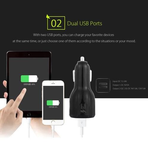 Chargeur De Voiture Certificated Qc2.0 Dual Usb Car Charger Quick Charge Adapter For Phones Lly70321101_San179