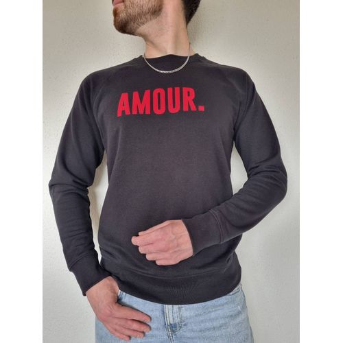 Pull Sweat Shirt Homme "Amour" Noir Et Rouge Monsieur Tshirt Taille M