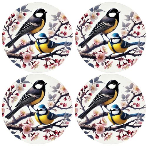 Set De 4 Dessous De Verres Oiseaux Cbkreation