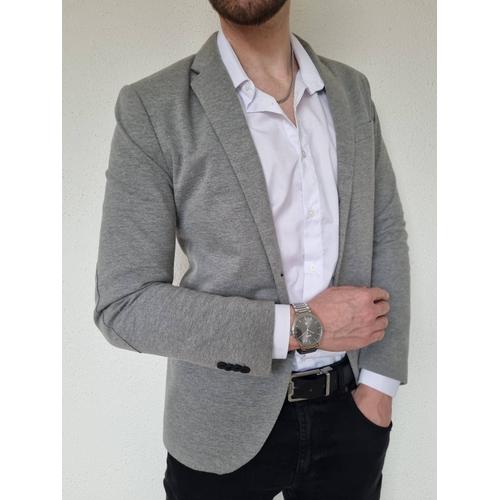 Veste Blazer Grise Chic Élégante Habillée Homme H&m Taille 46 Coupe Slim Fit