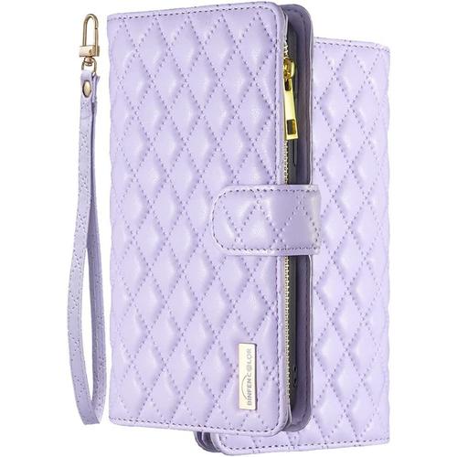 Housse Coque Pour Xiaomi Mi 11 Lite Etui Cuir De Ceinture Portefeuille À Glissière Avec 9 Fentes Cartes Et Rabat Protecteur Silicone Souple Étuis Housse Pour Xiaomi Mi 11 Lite, Violet