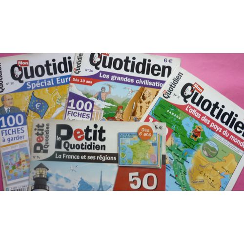Le Petit Quotidien Spécial - 4 Numéros: N° 6 L' Atlas Des Pays Du Monde - N° 12 Spécial Europe - N° 14 La France Et Ses Régions - N° 20 Les Grandes Civilisations