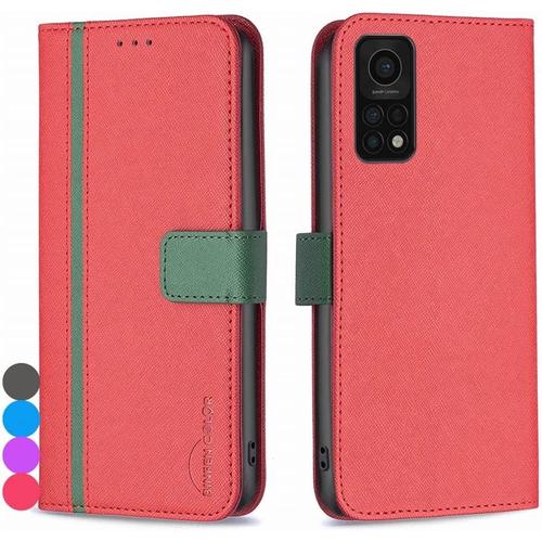 Housse Coque Pour Xiaomi Mi 10t Etui Cuir Pour Xiaomi Mi 10t Étuis De Ceinture Pochettes Avec Fentes Cartes Et Rabat Protecteur Silicone Souple Étuis Housse Pour Xiaomi Mi 10t, Rouge