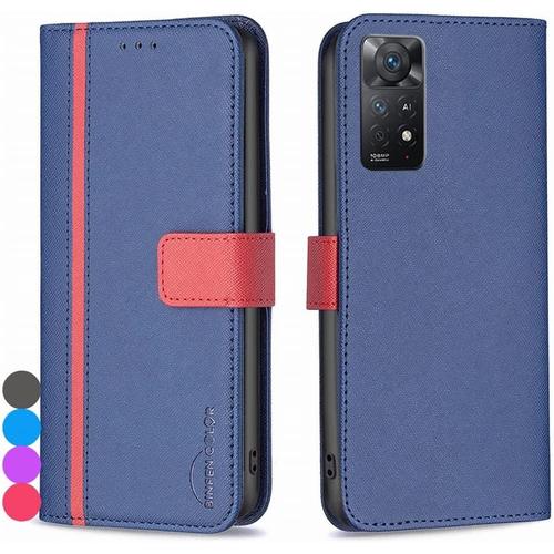 Housse Coque Pour Xiaomi Redmi Note 11 Pro Etui Cuir Pour Redmi Note 11 Pro Étuis De Ceinture Pochettes Avec Fentes Cartes Et Rabat Silicone Souple Étuis Housse Pour Redmi Note 11 Pro, Bleu