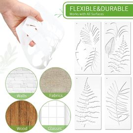 Pochoirs Pour Peinture 20 Pochoirs Floraux Réutilisables 15x12cm - Motifs Fleurs, Papillons Pour Déco Meuble, Mur Pochoirs PET Motifs Nature