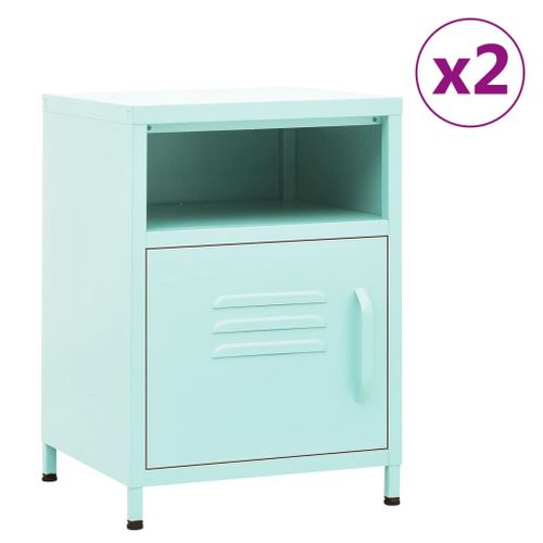 Vidaxl Tables De Chevet 2 Pcs Vert Menthe 35x35x51 Cm Acier