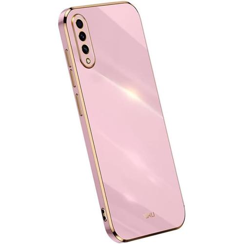 Coque En Silicone Pour Samsung Galaxy A70 6.7"" Inches , Etui Housse De Téléphone De Style Bord Doré - Violet