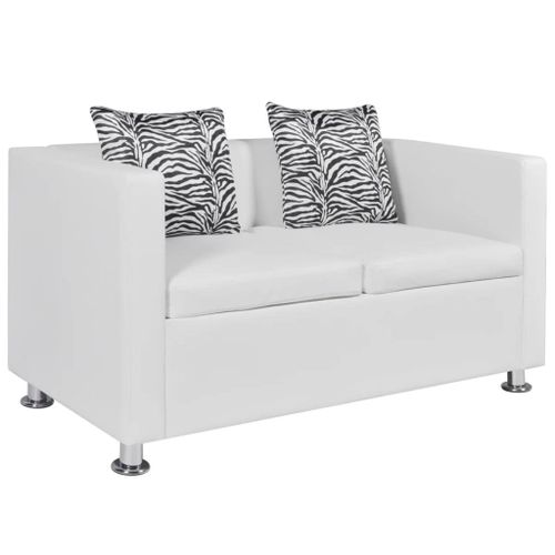 Vidaxl Canapé À 2 Places Cuir Artificiel Blanc