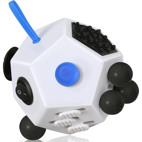 Fidget Cube Toys Anti Stress Blanc - 12 Faces Fidget Tdah Toy Cube Antsy Labs Antistress Pour Adultes,Enfant - Bureau,Salle De Classe,Maison