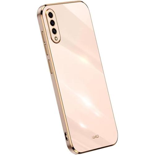 Coque En Silicone Pour Samsung Galaxy A70 6.7"" Inches , Etui Housse De Téléphone De Style Bord Doré - Rose