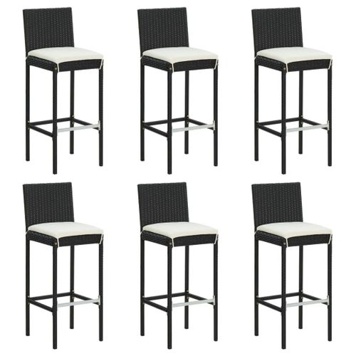 Vidaxl Tabourets De Bar Avec Coussins Lot De 6 Noir Résine Tressée