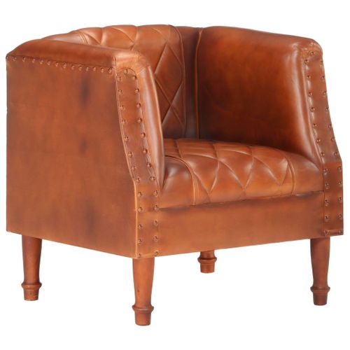 Vidaxl Chaise Cabriolet Marron Cuir Véritable De Chèvre