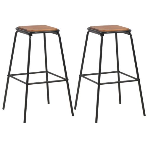 Vidaxl Tabourets De Bar Lot De 2 Noir Pinède Solide Et Acier