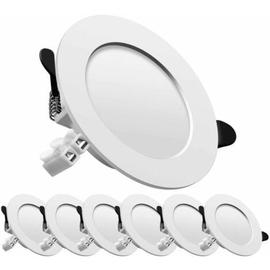 6 Spots LED Encastrables Blanc Etanche IP44 Pour Salle de Bain Blanc Neutre