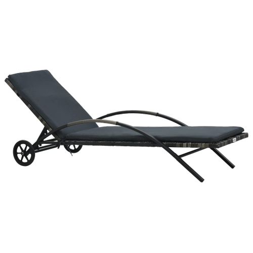 Vidaxl Chaise Longue Avec Coussin Et Roues Résine Tressée Anthracite