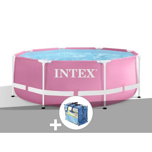 Kit piscine tubulaire Intex Metal Frame Pink ronde 2,44 x 0,76 m + Bâche à bulles