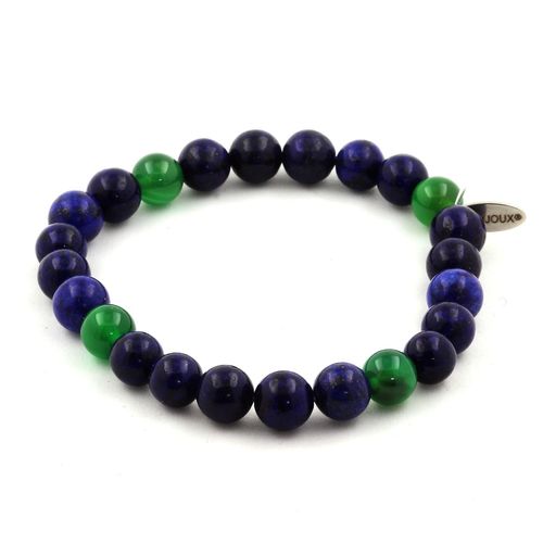 Bracelet Perles Lapis Lazuli + Agate Verte 8 Mm. Fabriqué En France.