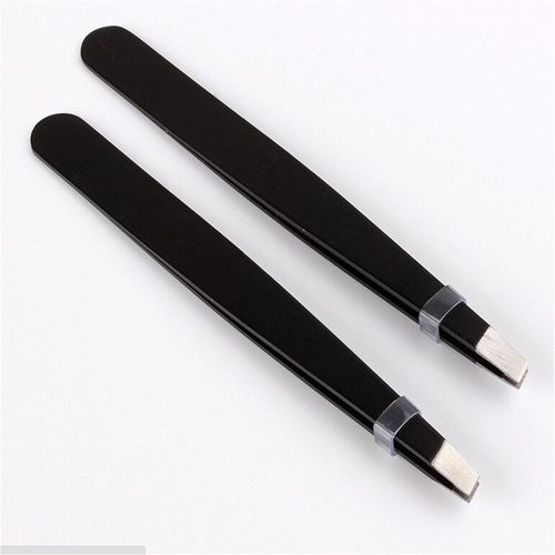 Pince À Épiler Professionnelle Noire, En Acier Inoxydable, Pointe Inclinée, Pour Sourcils, Outil De Maquillage Pour Femmes Et Filles, Utile Et Beau 