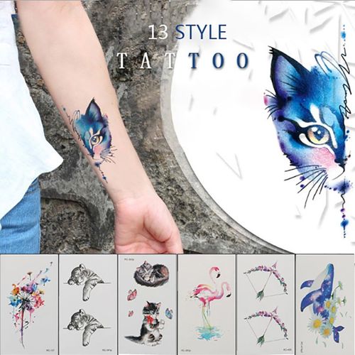 Faux Tatouage Flash Pour Hommes Et Femmes, Autocollant De Tatouage Temporaire, Imperméable, Cou, Main, Dos, Épaule 