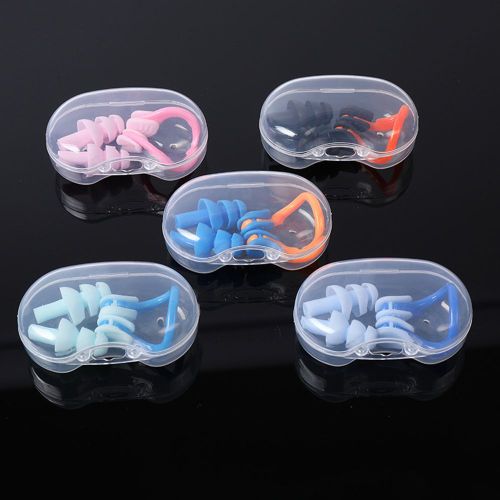 Ensemble De Bouchons D'oreille Et De Nez De Natation, Avec Boîte, Clip De Nez Et Bouchons D'oreille En Silicone Souple Environnemental Pour Enfants, Adultes, Débutants, Natation, Plongée