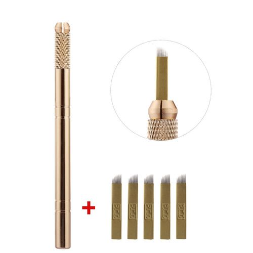 Stylo Manuel De Tatouage 3d + 5 Pièces 12 Broches, Aiguilles De Tatouage À Microblading, Maquillage Permanent Manuel, Ensemble De Tatouage Professionnel Pour Sourcils 