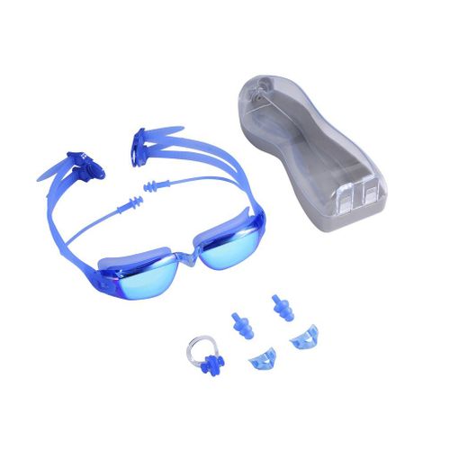 Lunettes De Natation, Placage Électronique Hd, Étanche, Anti-Fuite, Anti-Buée, Réglables, Souples, Avec Pince-Nez, Bouchon D'oreille Gratuit