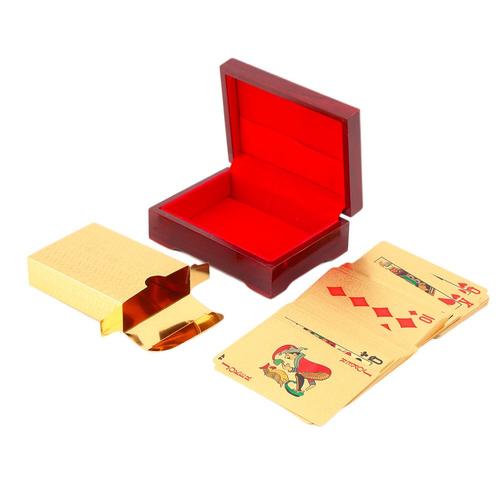 Jeu De Cartes À Jouer, Modèle Européen, Plaqué Or 24k, Jeu De Poker Complet, Avec Boîte En Bois, Cadeau De Noël