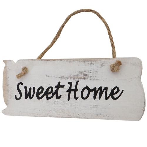 Panneau mural Sweet Home, Signe en bois robe de Dean, Look minable 10x25x1cm   Blanc 04_0003798