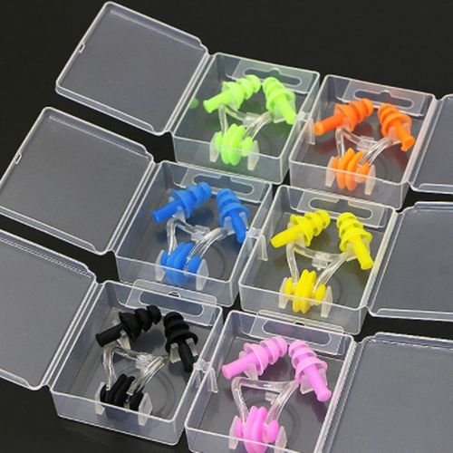 Kit De Bouchons D'oreille Avec Pince-Nez, Boîte En Silicone, Équipement De Natation, Fournitures De Sports Aquatiques, Protection Souple, Portable, Étanche