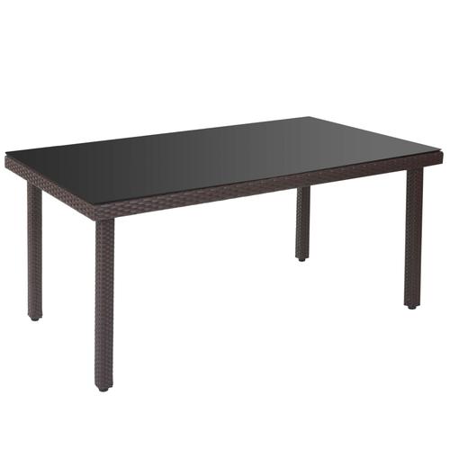 Table De Jardin En Polyrotin Avec Plateau En Verre 160x90x74cm Marron 04_0005058