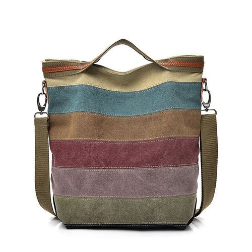Sac En Toile Grande Capacité Patchwork Portable Diagonal Paquet Pour Femmes Couture Colorée Sacs À Main De Gymnastique
