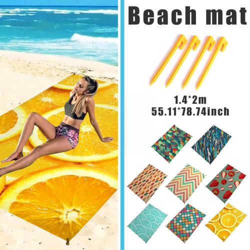 Tapis De Plage Imprimé À La Mode En Polyester, Portable, 8 Couleurs, Extérieur, Léger, Pliant, Camping, Étanche, 1.4x2m Pique-Nique Ma H4p3