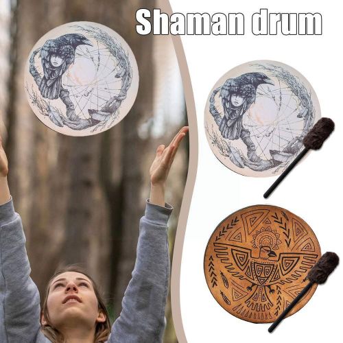 Tambour À Main De 10 Pouces Avec Barre, Instrument De Guérison, Son Musical, Tambour Pour Oiseaux, F0h1