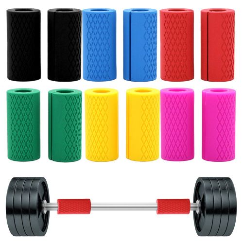 Poignées Épaisses Antidérapantes En Silicone Pour Haltères, Support De Barre D'haltérophilie, Coussin De Protection D'accessoire De Musculation, 2 Pièces