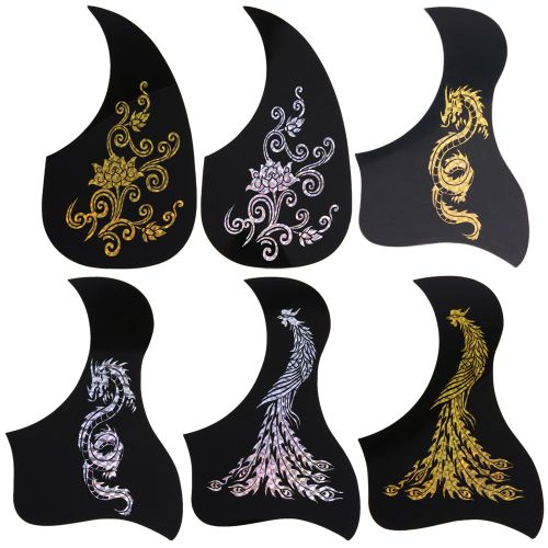 Accessoires De Musique Pour Guitare Acoustique, Motif Phoenix Et Dragon En Or, Pickguard Pick Guard