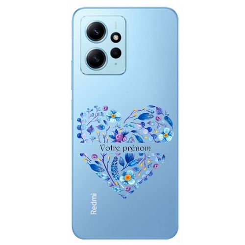 Coque Redmi Note 12 4g Coeur Bleu Avec Votre Prenom