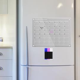 Calendrier effaçable à sec magnétique pour réfrigérateur acrylique  transparent Calendrier du réfrigérateur Tableau d'effacement magnétique à  sec pour réfrigérateur Calendrier réutilisable Tableau blanc