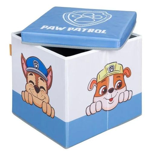 Tabouret Cube Avec Rangement Pour Enfant Roba Pat'patrouille - Motif Chiens Chase Ruben & Marcus - Bleu - Gris