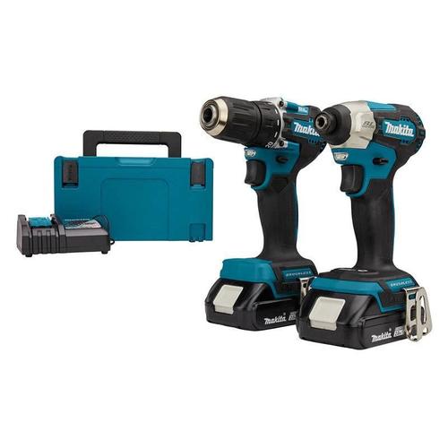 Pack 2 outils MAKITA DLX2423AJ - 18V avec Perceuse DDF487 + Visseuse à chocs DTD157 + 2 batteries 2Ah + chargeur