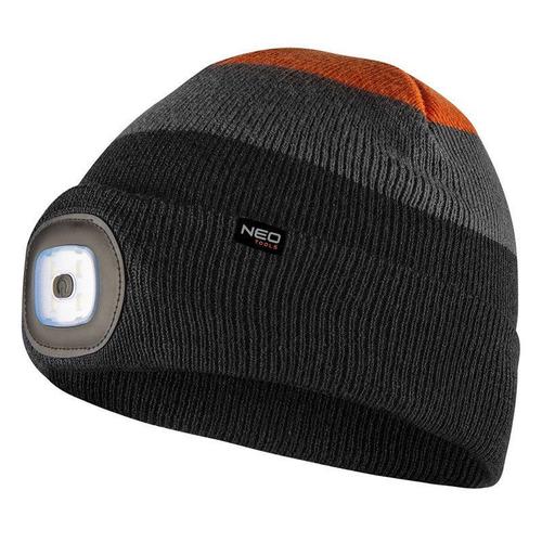 Bonnet avec lampe intégrée NEO TOOLS 81-631 noir gris orange