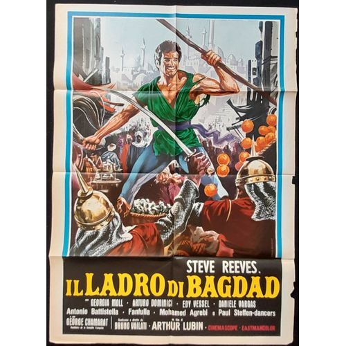 Le Voleur De Bagdad - Film 1961 Arthur Lubin Avec Steve Reeves , Giorgia Moll , Edy Vesse - Affiche De Cinéma Italienne 140x100 Cm - Italian Movie Poster - Titre Original : Il Ladro Di Bagdad