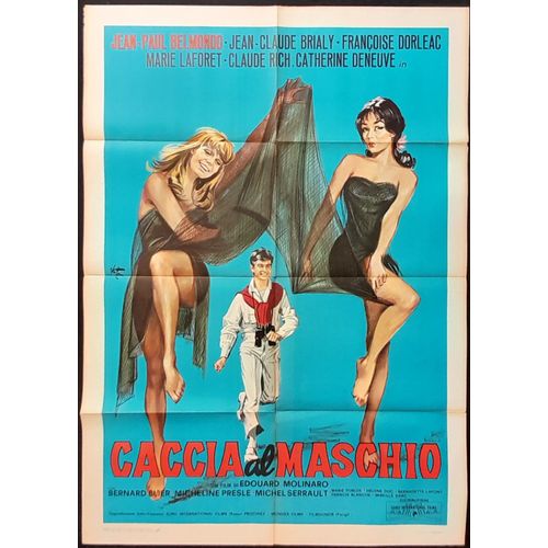 Jean-Paul Belmondo - Une Femme Est Une Femme - Film 1961 Réalisation Jean-Luc Godard Avec Anna Karina , Jean-Claude Brialy - Affiche De Cinéma Originale Italienne 140x100 Cm - Italian Movie Poster