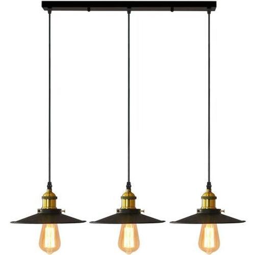 Rétro Suspension Luminaire Industriel Barre de 3 Lampe, Lustre abat-jour  Vintage Plafonnier Lampe pour Salle à manger salon cuisine
